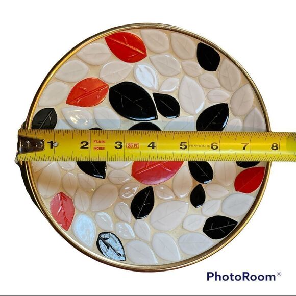 Vintage MCM Mosaic Tile Plate w copper back. - Picture 6 of 10